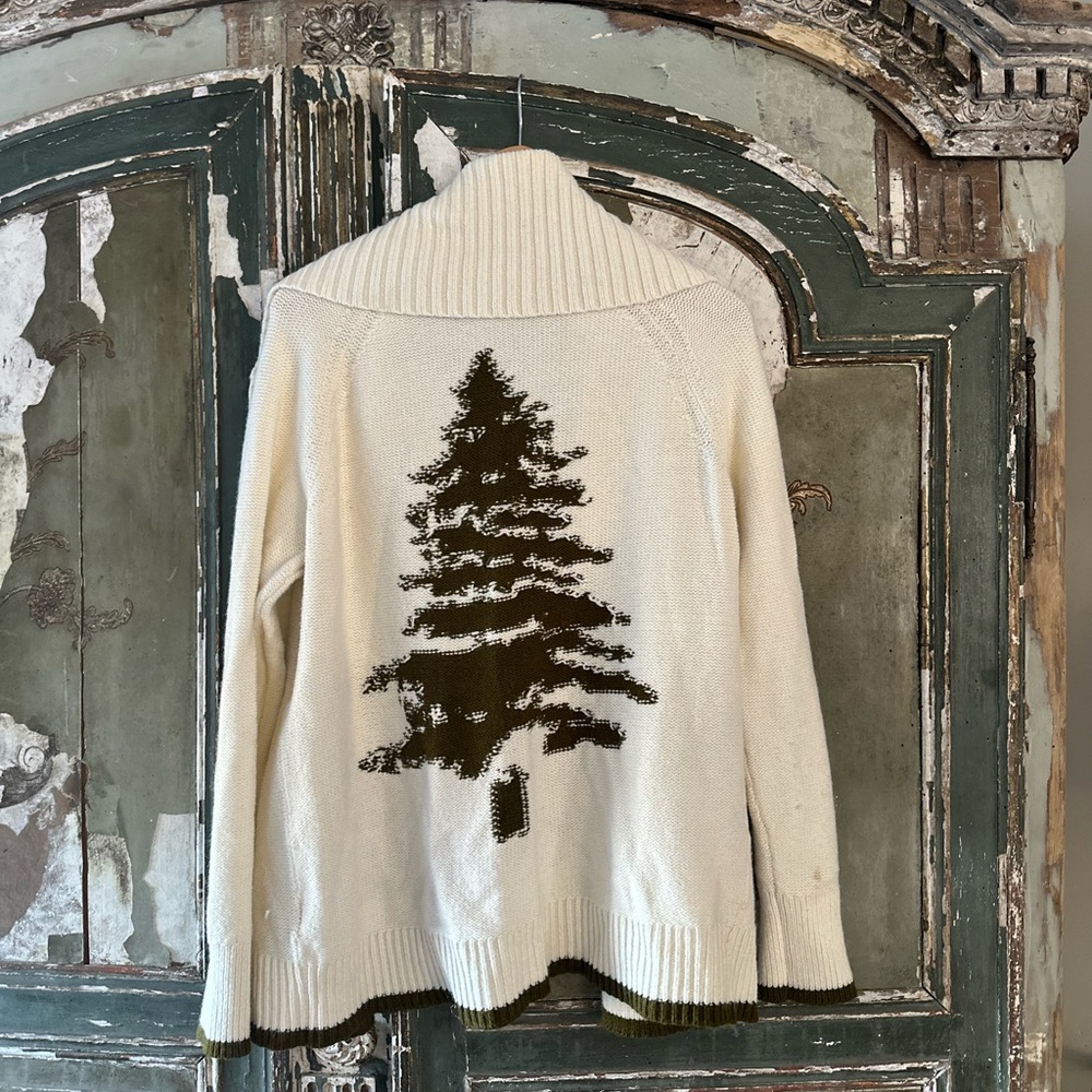Anthropologie Evergreen Tree Cardigan M